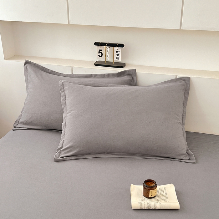 91家纺网 家纺一手货源 找家纺 世爵 2025新款热款轻奢简约风高克重纯色140克水洗磨毛四件套 灰色