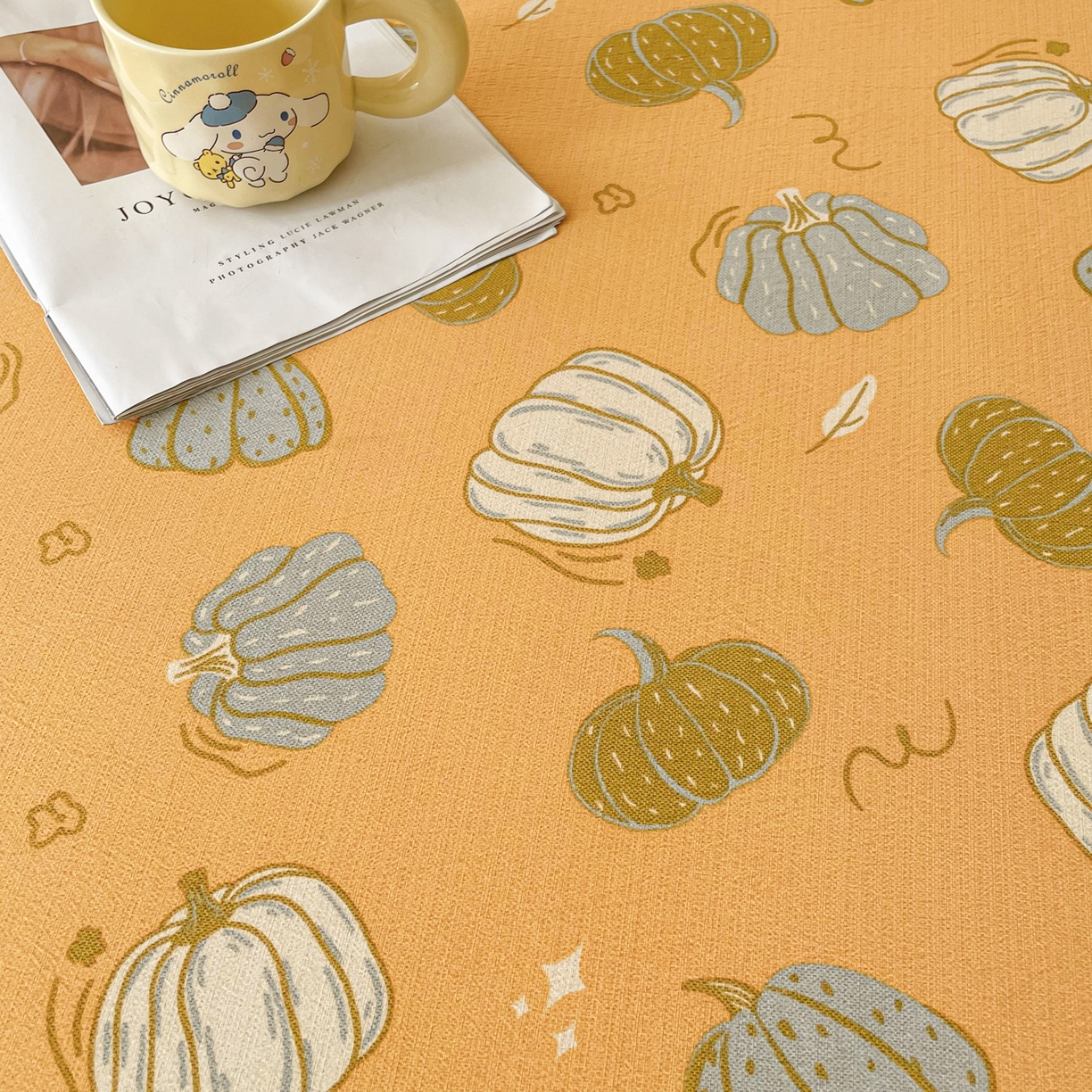 91家纺网 家纺一手货源 找家纺 首爱家纺 2025新款木棉双层纱印花床笠 可爱南瓜