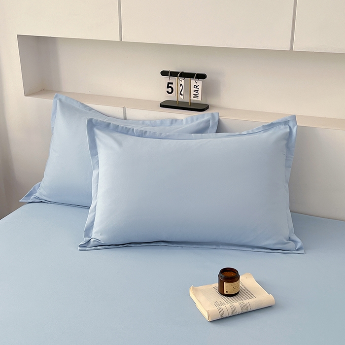 91家纺网 家纺一手货源 找家纺 世爵 2025新款热款轻奢简约风高克重纯色140克水洗磨毛四件套 天兰色