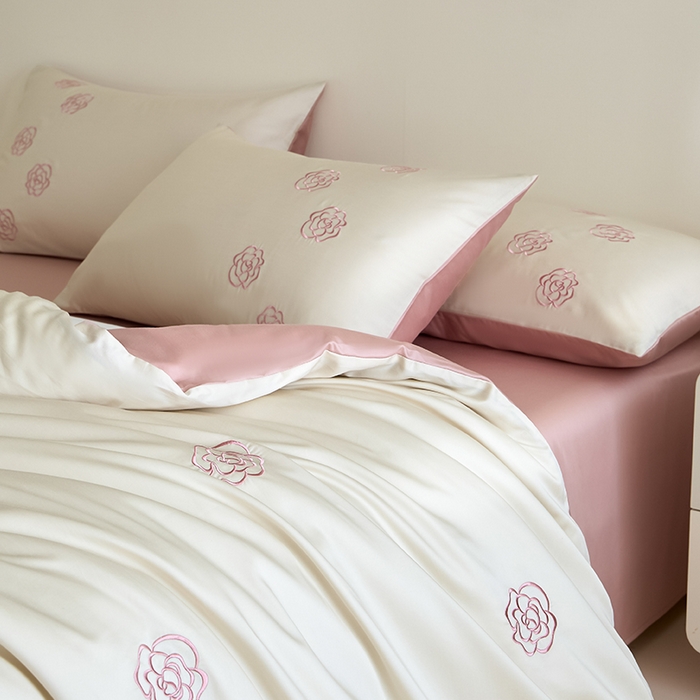 91家纺网 家纺一手货源 找家纺 （总）618家纺 2025新款A类新疆长绒棉四件套--邂逅山茶