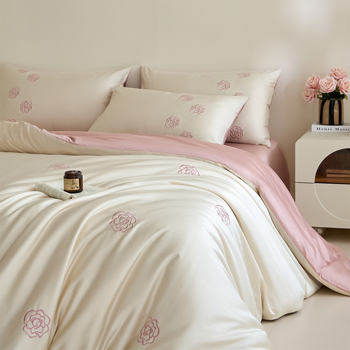 91家纺网 家纺一手货源 找家纺 （总）618家纺 2025新款A类新疆长绒棉四件套--邂逅山茶