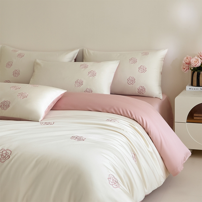 91家纺网 家纺一手货源 找家纺 （总）618家纺 2025新款A类新疆长绒棉四件套--邂逅山茶