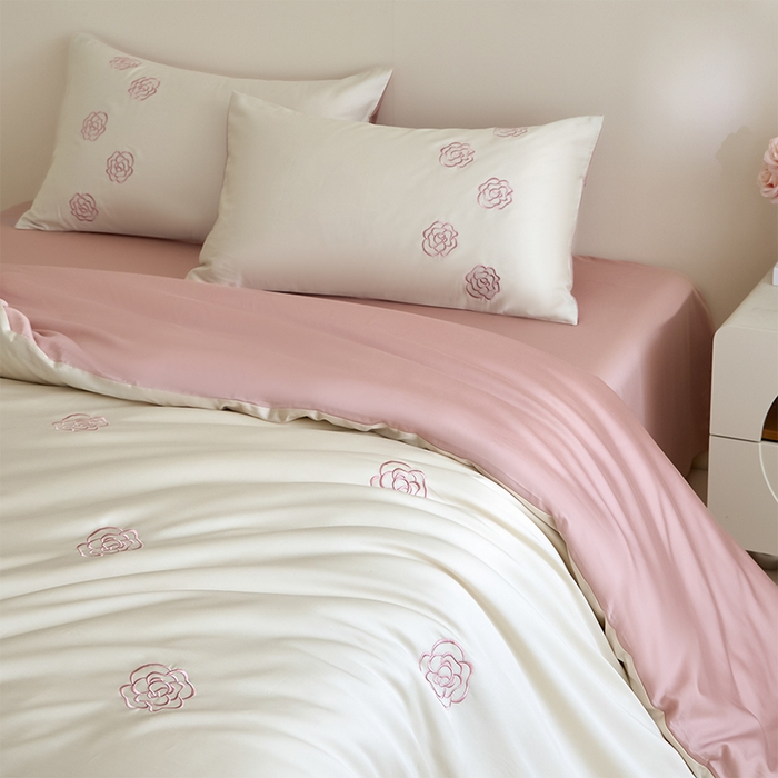 91家纺网 家纺一手货源 找家纺 （总）618家纺 2025新款A类新疆长绒棉四件套--邂逅山茶