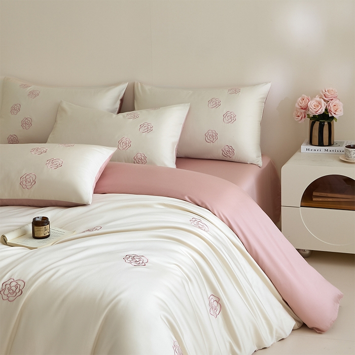 91家纺网 家纺一手货源 找家纺 （总）618家纺 2025新款A类新疆长绒棉四件套--邂逅山茶