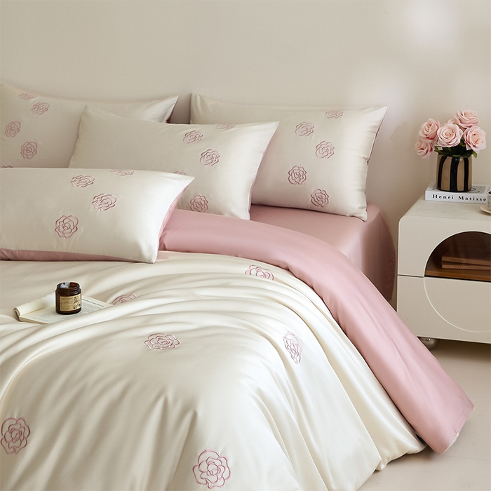 91家纺网 家纺一手货源 找家纺 （总）618家纺 2025新款A类新疆长绒棉四件套--邂逅山茶