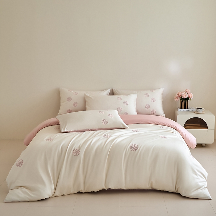 （总）618家纺 2025新款A类新疆长绒棉四件套--邂逅山茶