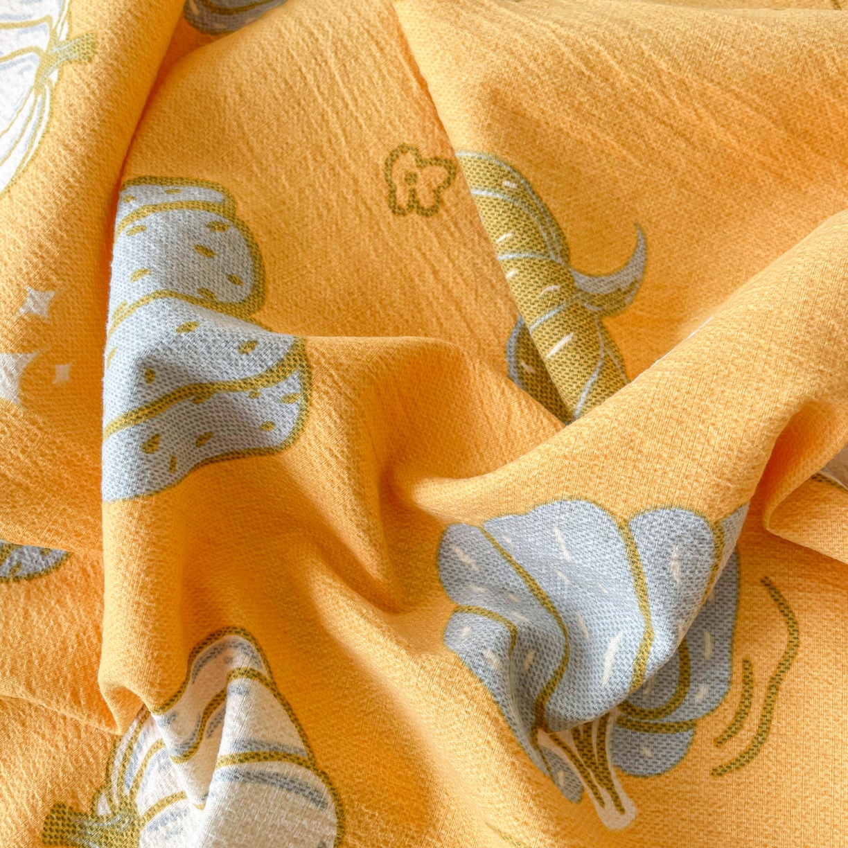 91家纺网 家纺一手货源 找家纺 首爱家纺 2025新款木棉双层纱印花床笠 可爱南瓜