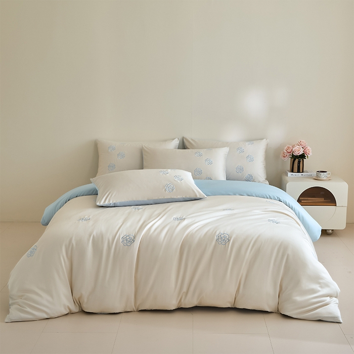 618家纺 2025新款A类新疆长绒棉四件套--邂逅山茶 邂逅山茶蓝