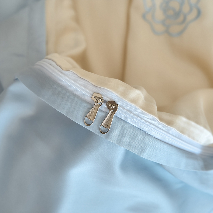 91家纺网 家纺一手货源 找家纺 618家纺 2025新款A类新疆长绒棉四件套--邂逅山茶 邂逅山茶蓝