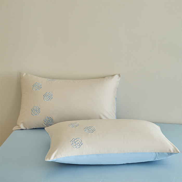 91家纺网 家纺一手货源 找家纺 618家纺 2025新款A类新疆长绒棉四件套--邂逅山茶 邂逅山茶蓝