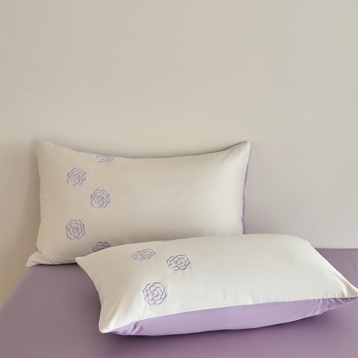 91家纺网 家纺一手货源 找家纺 618家纺 2025新款A类新疆长绒棉四件套--邂逅山茶 邂逅山茶紫