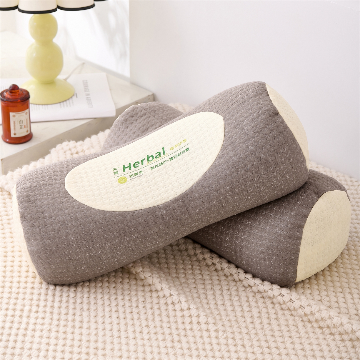 91家纺网 家纺一手货源 找家纺 大熊枕芯 2025新款草本元宝荞麦护颈枕荞麦壳枕头枕芯 咖色