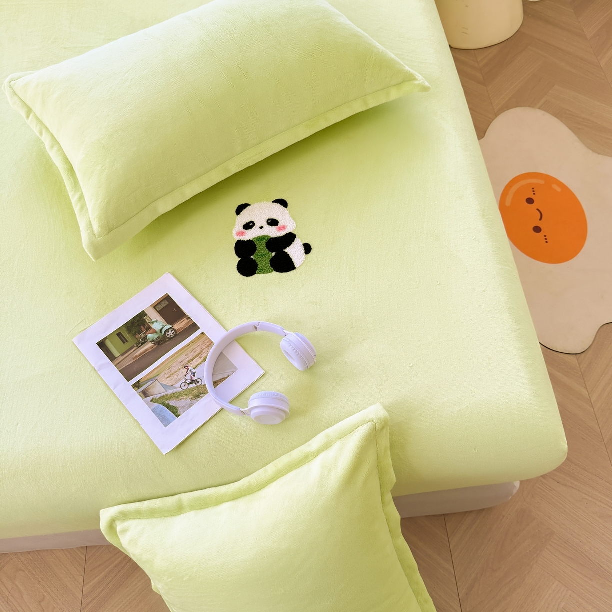 91家纺网 家纺一手货源 找家纺 （总）湘之帛 2025新款高克重纯色毛巾绣牛奶绒床笠三件套