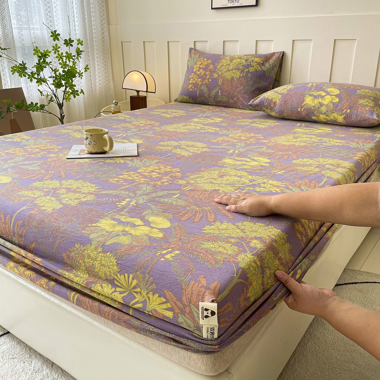 91家纺网 家纺一手货源 找家纺 （总）棉乐町家居 2025新款木棉双层纱印花床笠