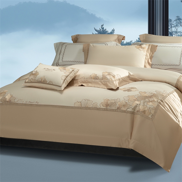 91家纺网 家纺一手货源 找家纺 （总）高大尚婚庆馆 2025秋冬新款长绒棉高奢系列四件套-香缇卡