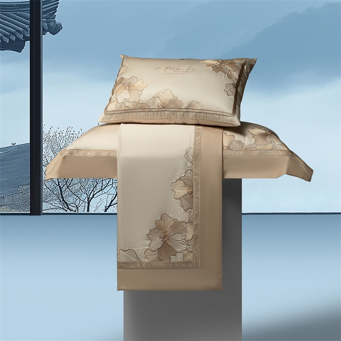 91家纺网 家纺一手货源 找家纺 （总）高大尚婚庆馆 2025秋冬新款长绒棉高奢系列四件套-香缇卡