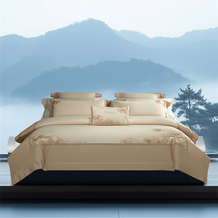 91家纺网 家纺一手货源 找家纺 （总）高大尚婚庆馆 2025秋冬新款长绒棉高奢系列四件套-香缇卡