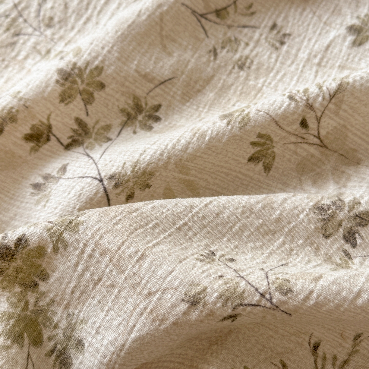 91家纺网 家纺一手货源 找家纺 一霖家纺 2025新款仿麻皱皱纱单床笠 秋风萧瑟