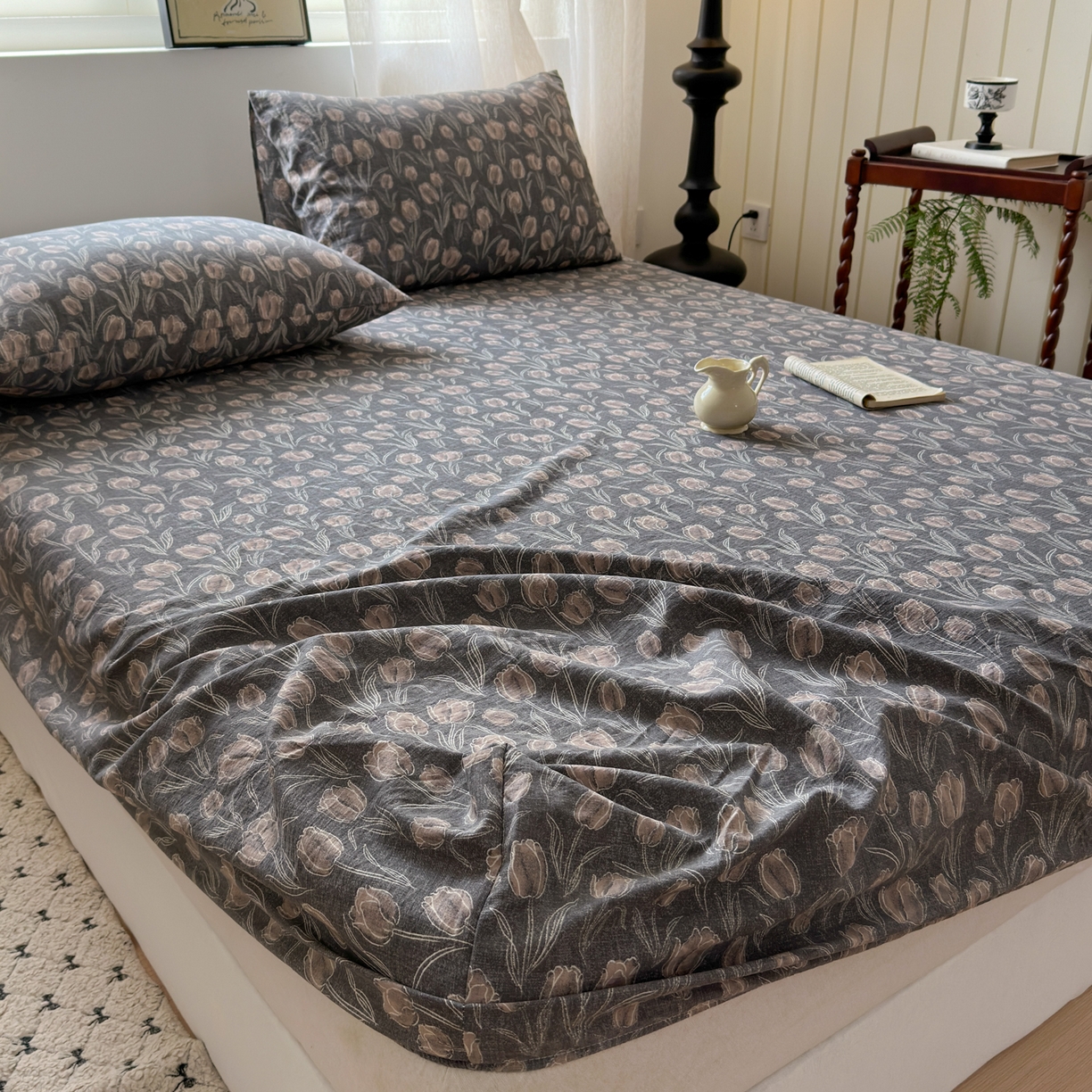 91家纺网 家纺一手货源 找家纺 一霖家纺 2025新款仿麻皱皱纱单床笠 浮生序梦