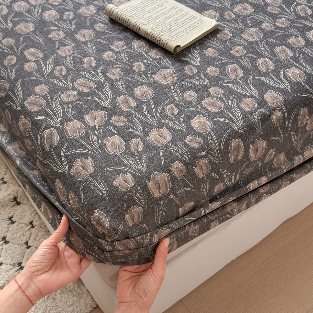 91家纺网 家纺一手货源 找家纺 一霖家纺 2025新款仿麻皱皱纱单床笠 浮生序梦