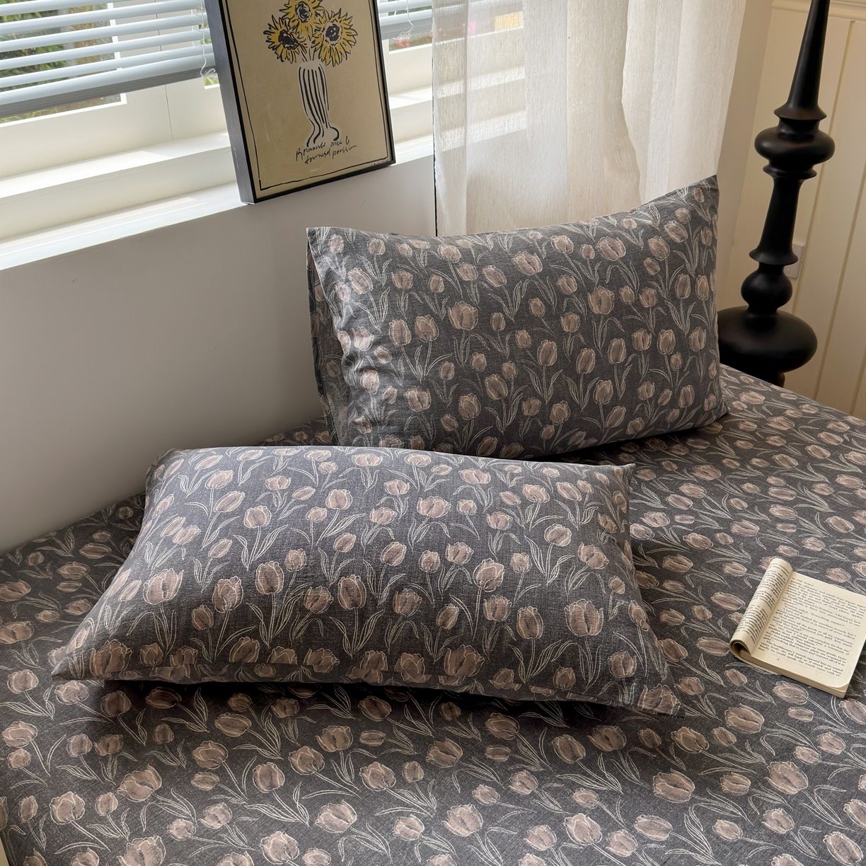 91家纺网 家纺一手货源 找家纺 一霖家纺 2025新款仿麻皱皱纱单床笠 浮生序梦