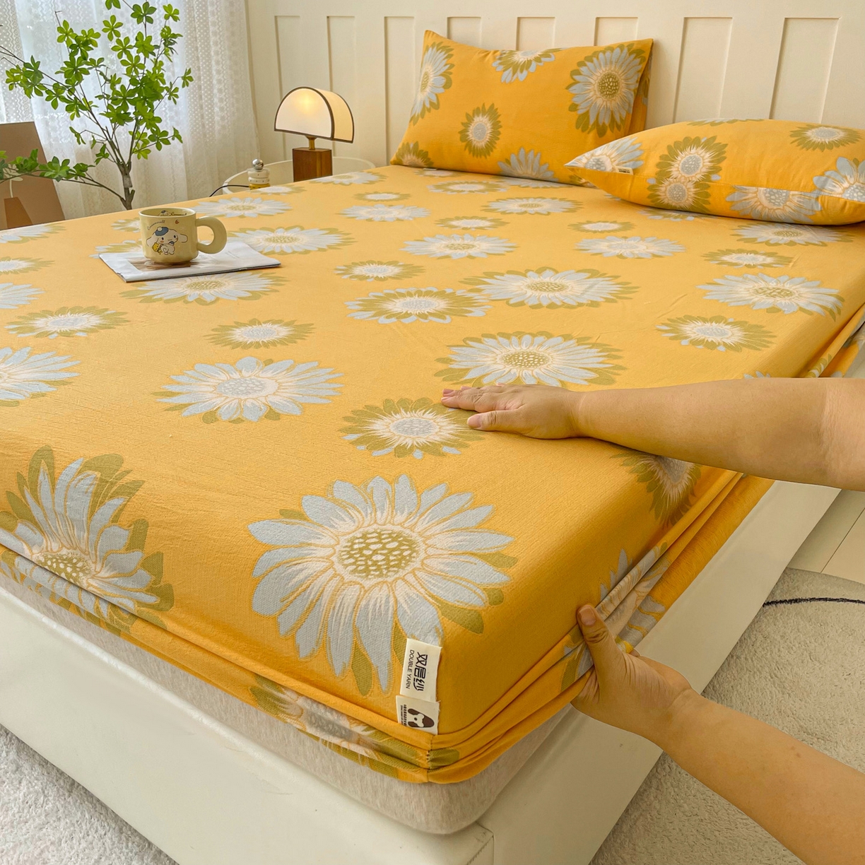 91家纺网 家纺一手货源 找家纺 （总）棉乐町家居 2025新款木棉双层纱印花床笠