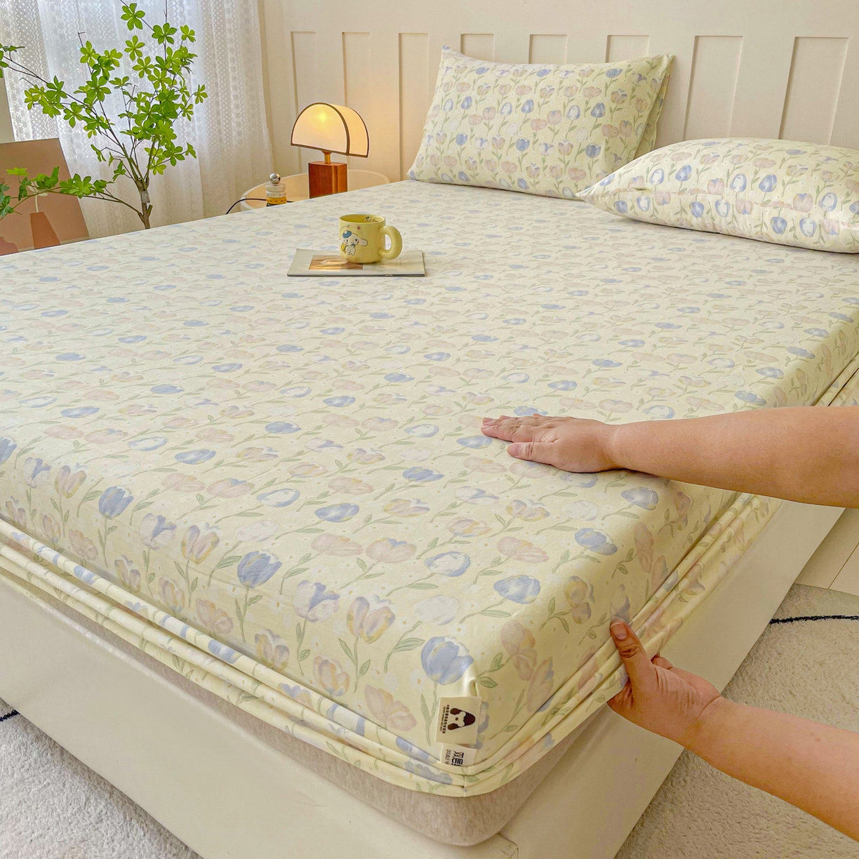 91家纺网 家纺一手货源 找家纺 （总）棉乐町家居 2025新款木棉双层纱印花床笠