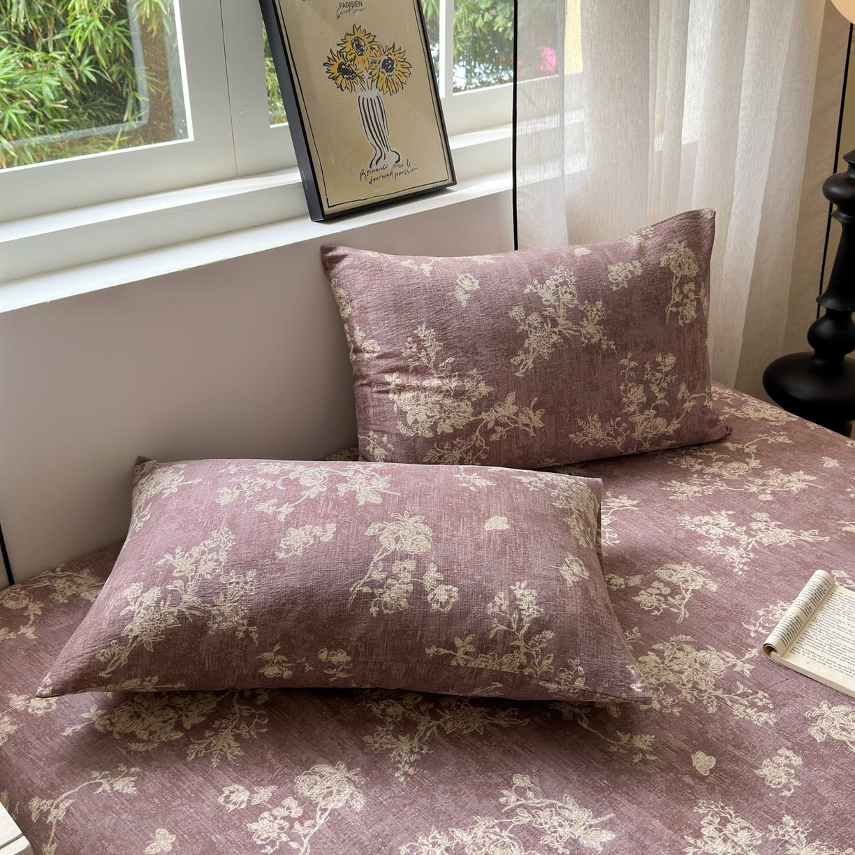 91家纺网 家纺一手货源 找家纺 一霖家纺 2025新款仿麻皱皱纱单床笠 月华绣影