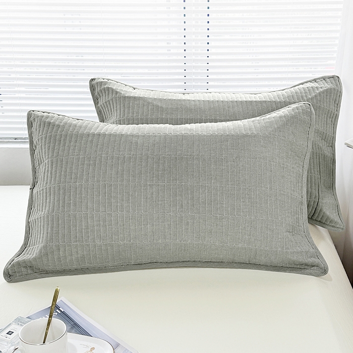 91家纺网 家纺一手货源 找家纺 拾小柒 2025新款全棉色织水洗棉夹棉防滑床盖防水纯色床护垫 防水款青灰色