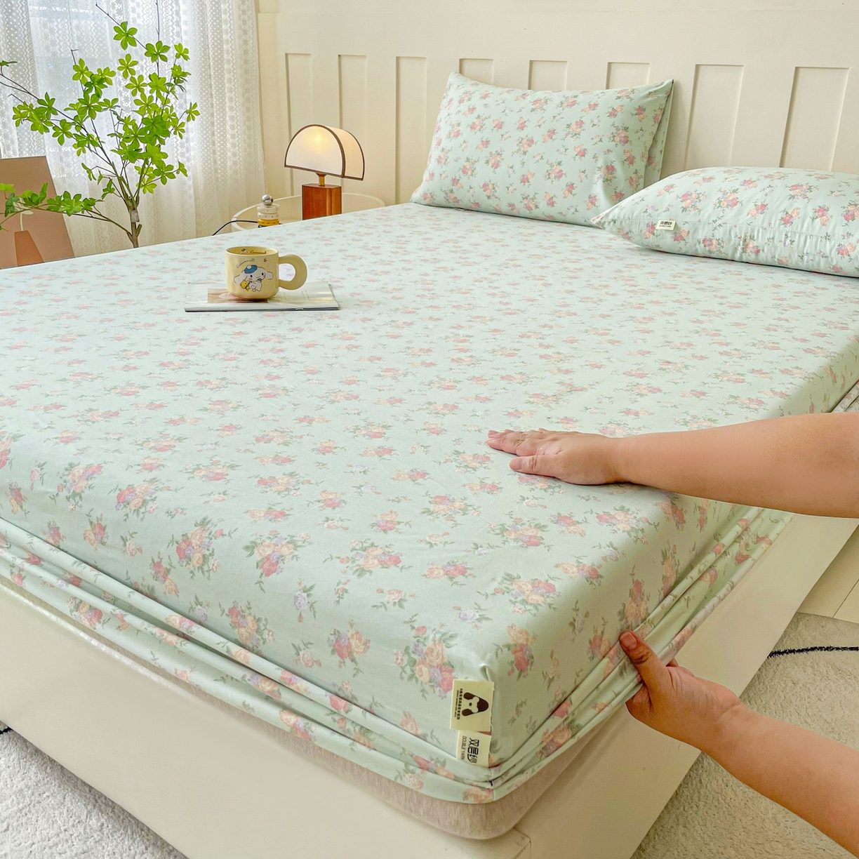 棉乐町家居 2025新款木棉双层纱印花床笠 花开半夏