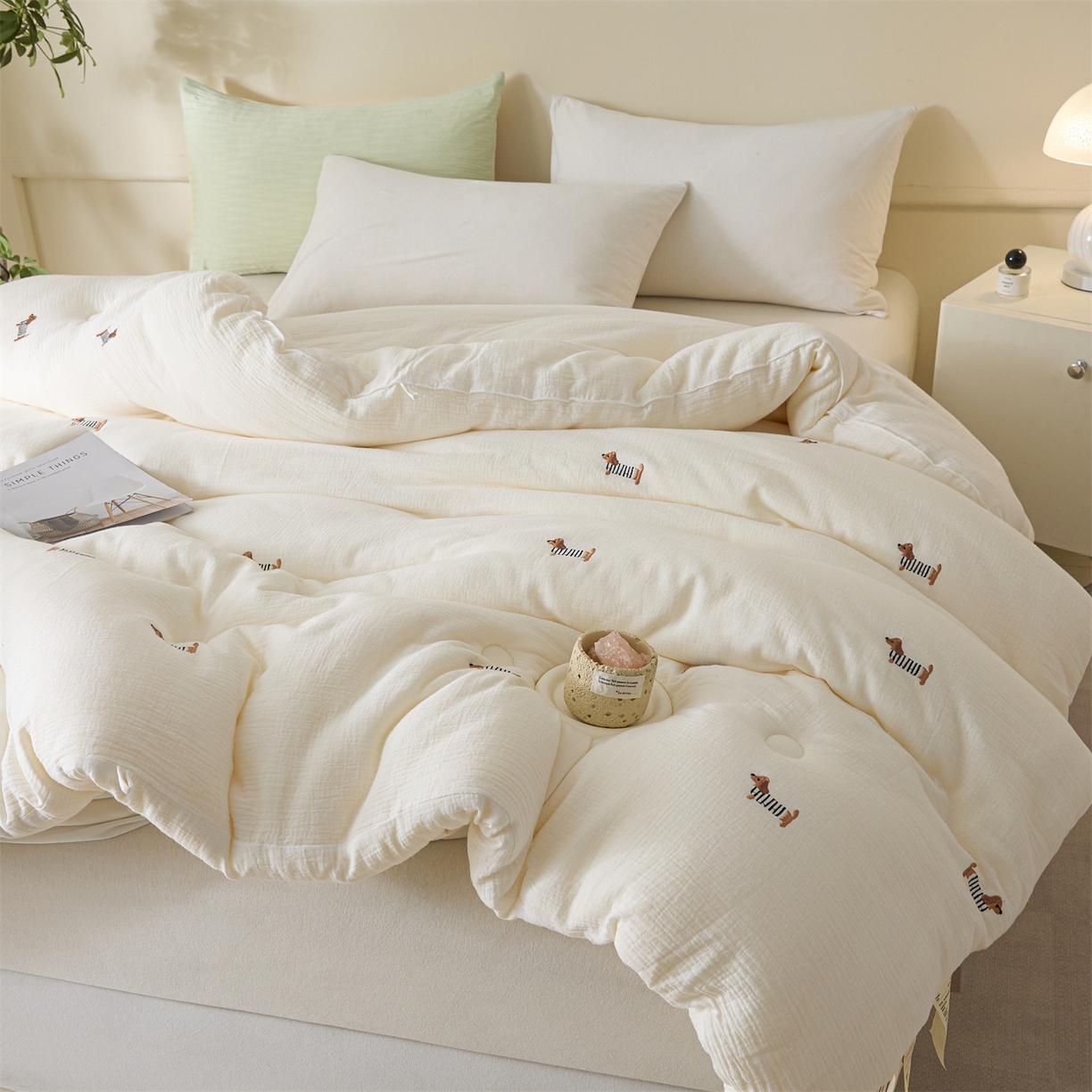 91家纺网 家纺一手货源 找家纺 （总）创优家纺 2025新款专版绣花全棉满绣刺绣21%大豆被纯棉被芯被子春秋被加厚冬被夏被直播