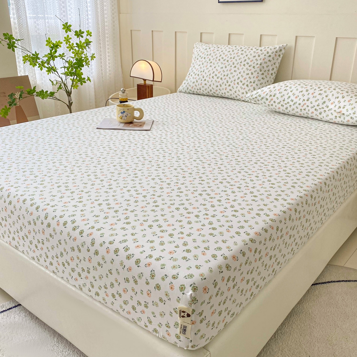 91家纺网 家纺一手货源 找家纺 棉乐町家居 2025新款木棉双层纱印花床笠 花慕