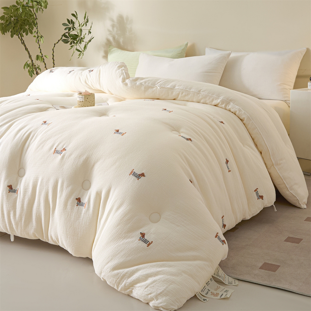 91家纺网 家纺一手货源 找家纺 （总）创优家纺 2025新款专版绣花全棉满绣刺绣21%大豆被纯棉被芯被子春秋被加厚冬被夏被直播