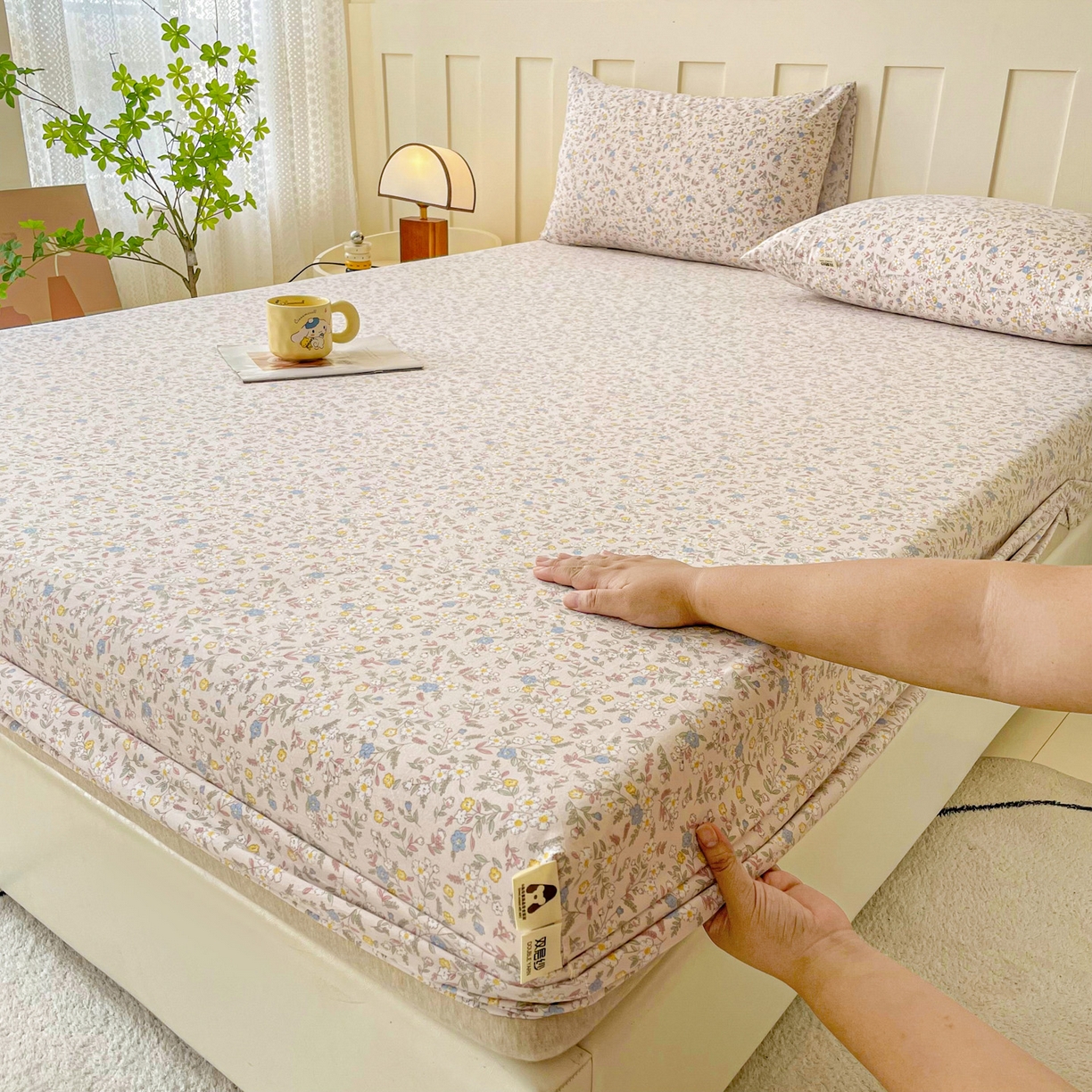 棉乐町家居 2025新款木棉双层纱印花床笠 花苑