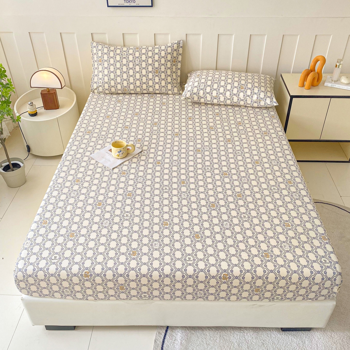 91家纺网 家纺一手货源 找家纺 棉乐町家居 2025新款木棉双层纱印花床笠 杰西卡