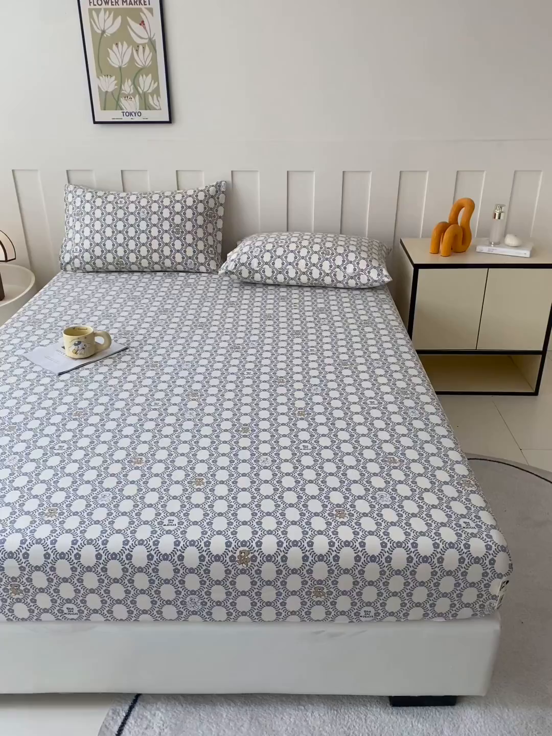 91家纺网 家纺一手货源 找家纺 棉乐町家居 2025新款木棉双层纱印花床笠 杰西卡