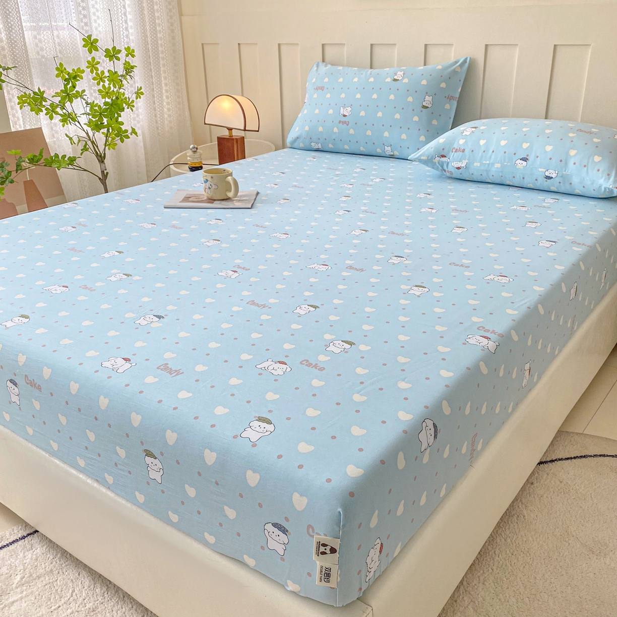 91家纺网 家纺一手货源 找家纺 棉乐町家居 2025新款木棉双层纱印花床笠 萌宠小屋