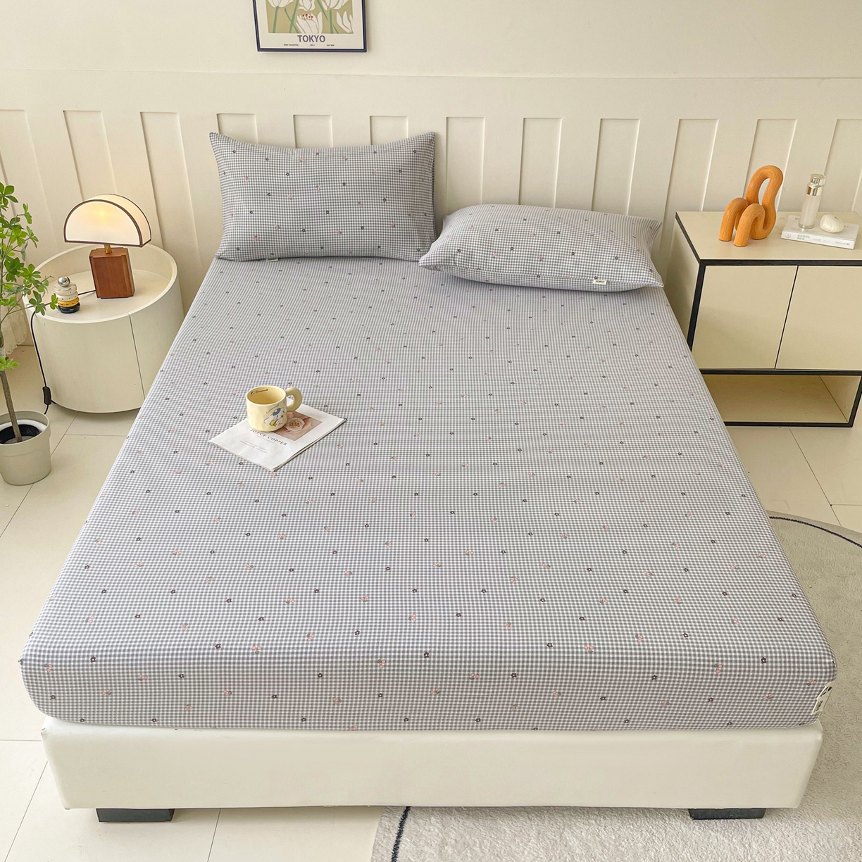 91家纺网 家纺一手货源 找家纺 棉乐町家居 2025新款木棉双层纱印花床笠 诺卡