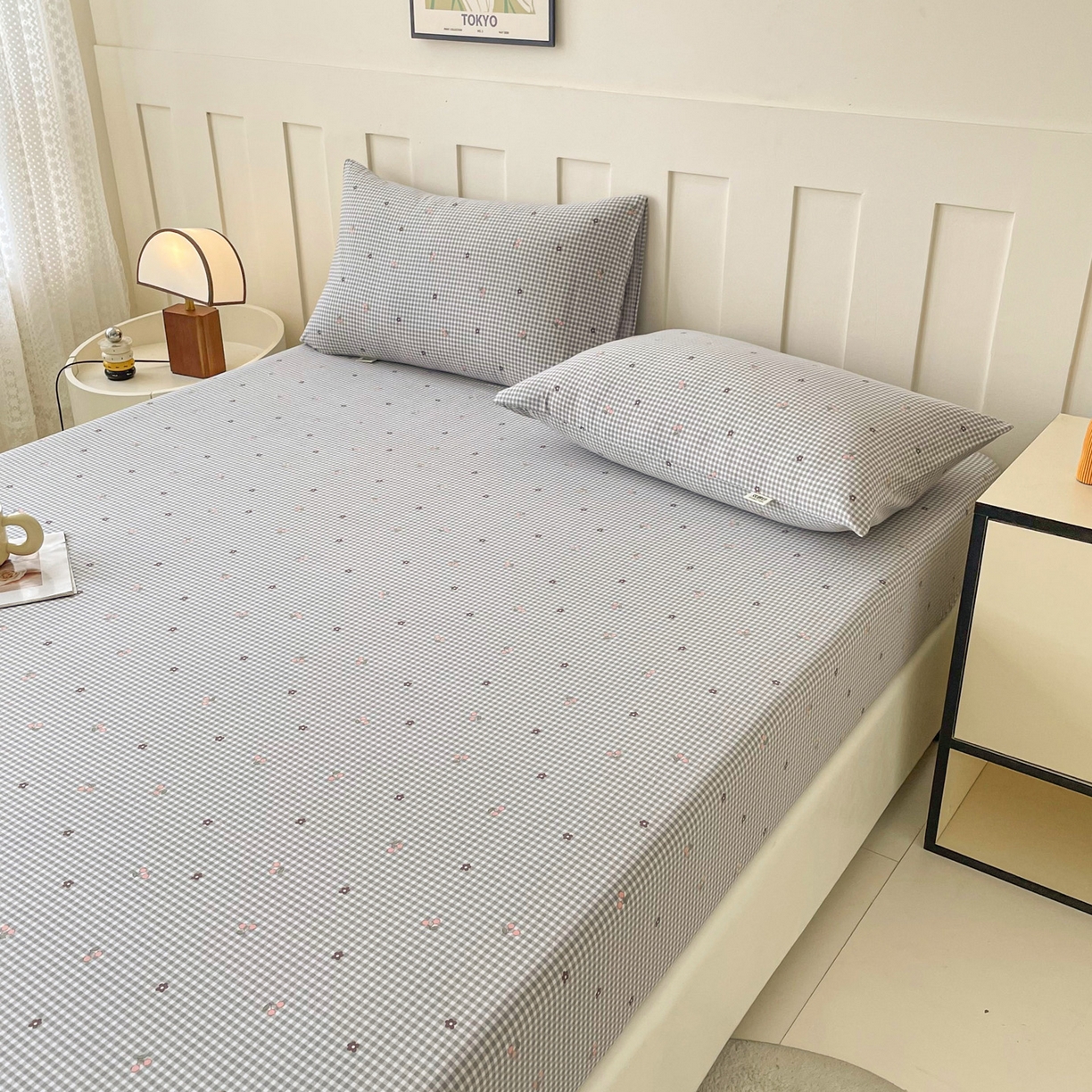 91家纺网 家纺一手货源 找家纺 棉乐町家居 2025新款木棉双层纱印花床笠 诺卡