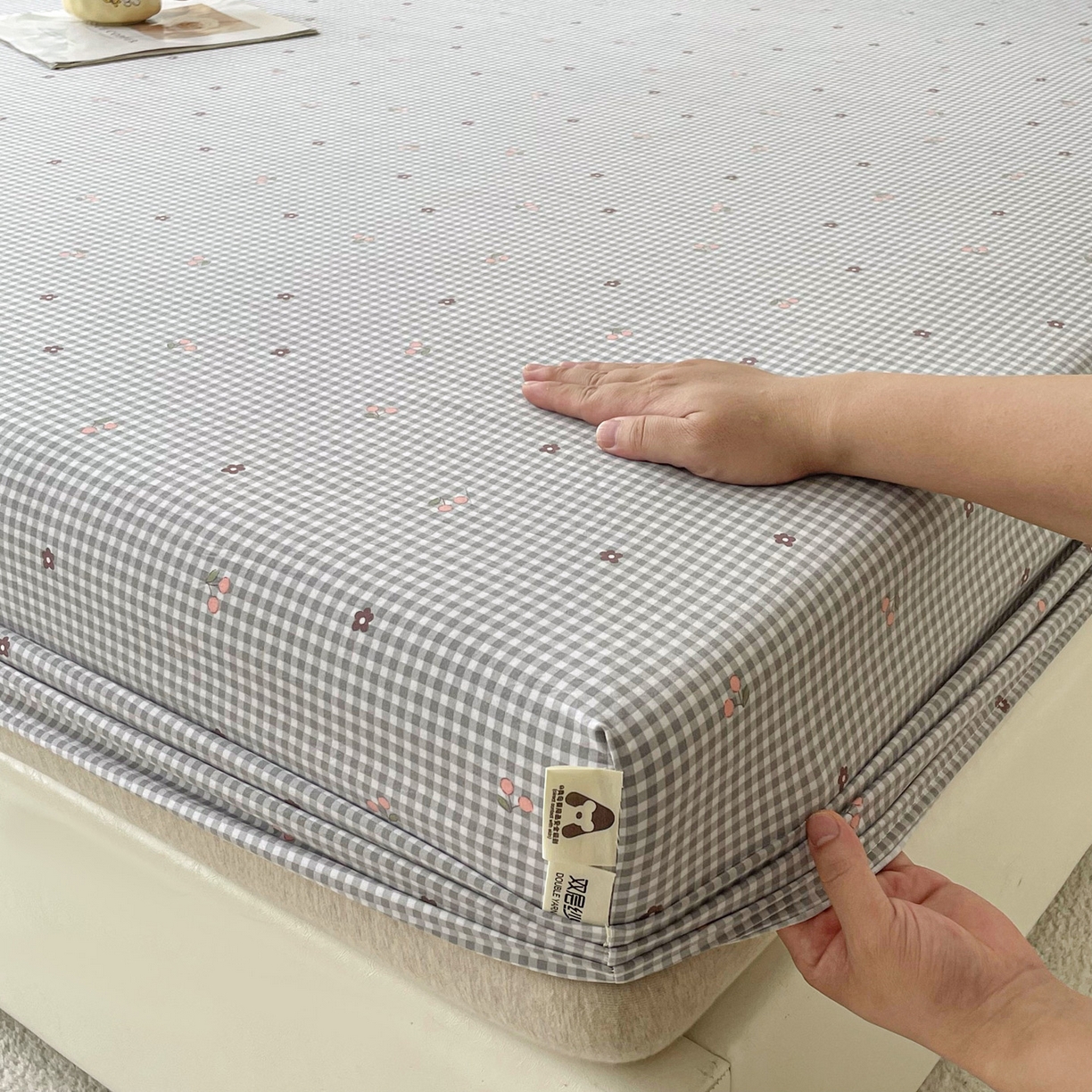 91家纺网 家纺一手货源 找家纺 棉乐町家居 2025新款木棉双层纱印花床笠 诺卡