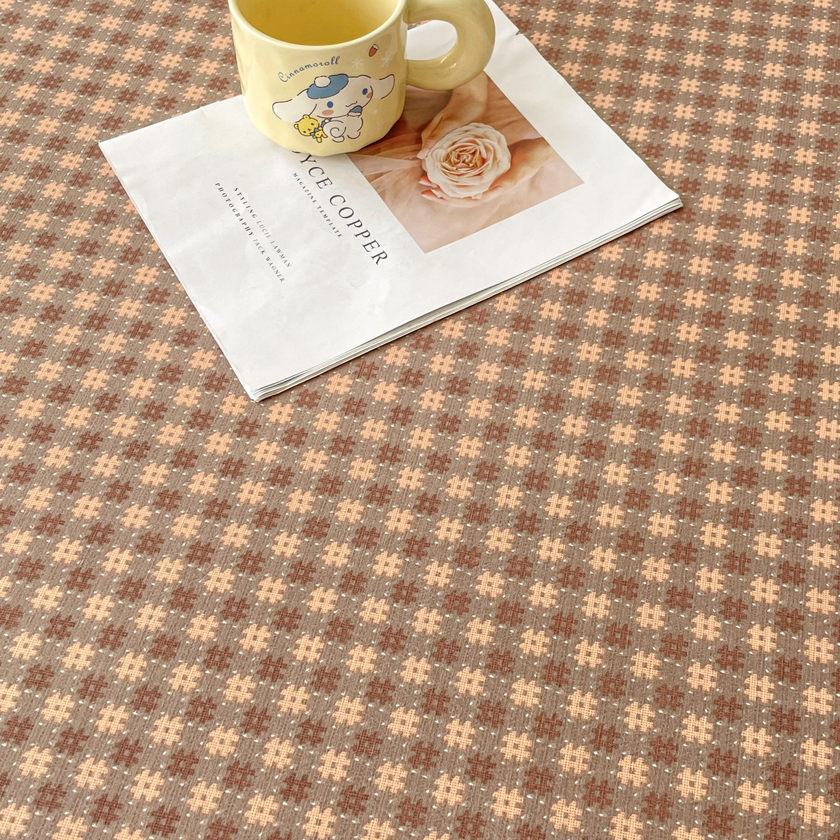 91家纺网 家纺一手货源 找家纺 棉乐町家居 2025新款木棉双层纱印花床笠 素红格