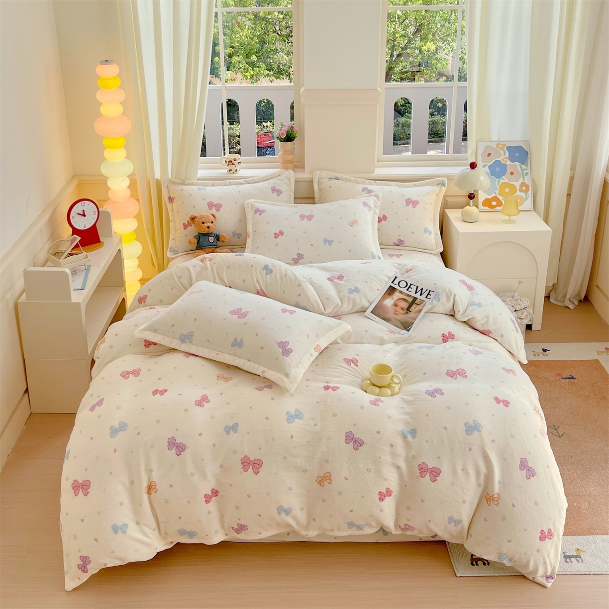 91家纺网 家纺一手货源 找家纺 凯儿2025加厚A类印花牛奶绒单品四件套 蝴蝶星空