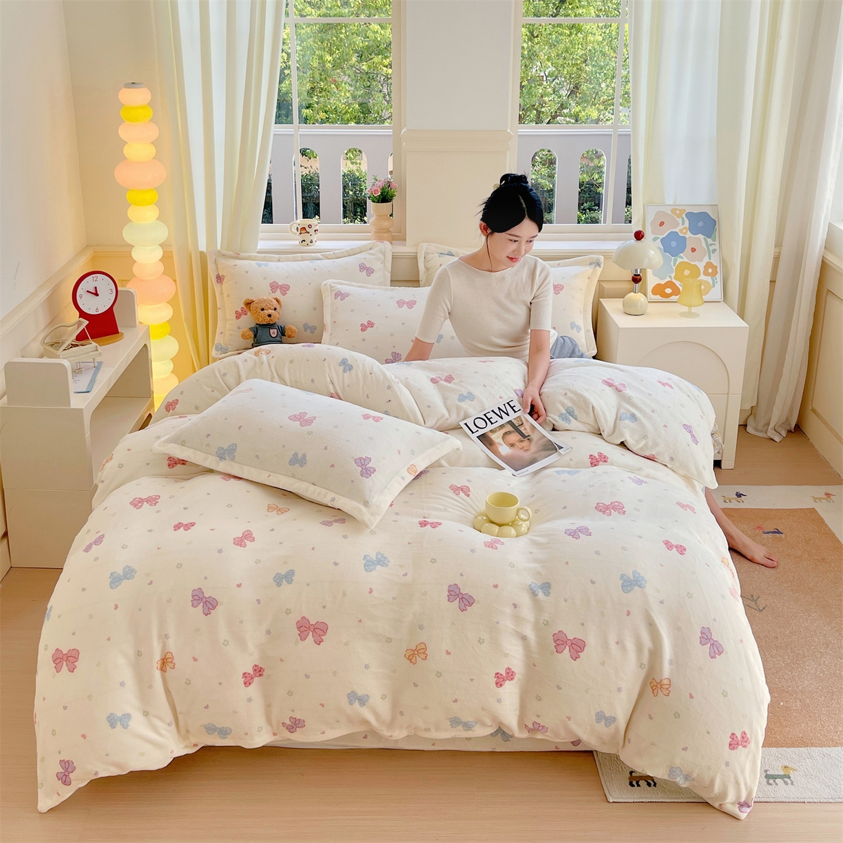 91家纺网 家纺一手货源 找家纺 凯儿2025加厚A类印花牛奶绒单品四件套 蝴蝶星空