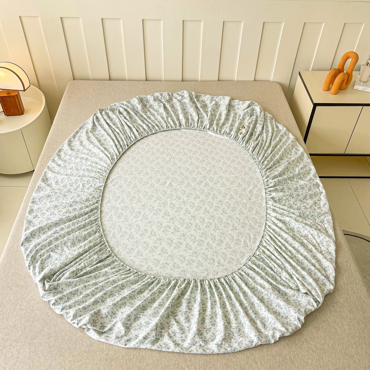 91家纺网 家纺一手货源 找家纺 棉乐町家居 2025新款木棉双层纱印花床笠 婷语花间