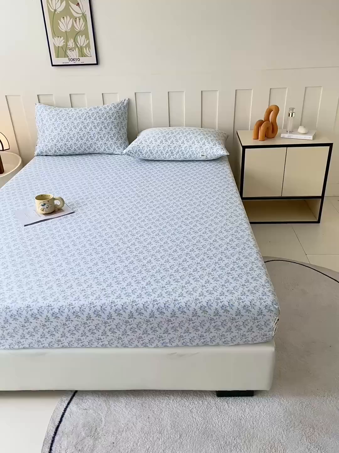 91家纺网 家纺一手货源 找家纺 棉乐町家居 2025新款木棉双层纱印花床笠 婷语花间