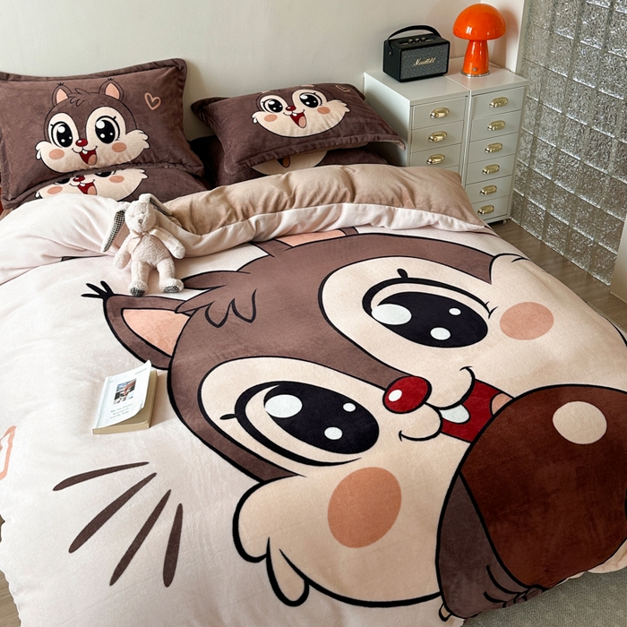 91家纺网 家纺一手货源 找家纺 （总）赛丽雅 2025年新款秋冬卡通大版牛奶绒四件套