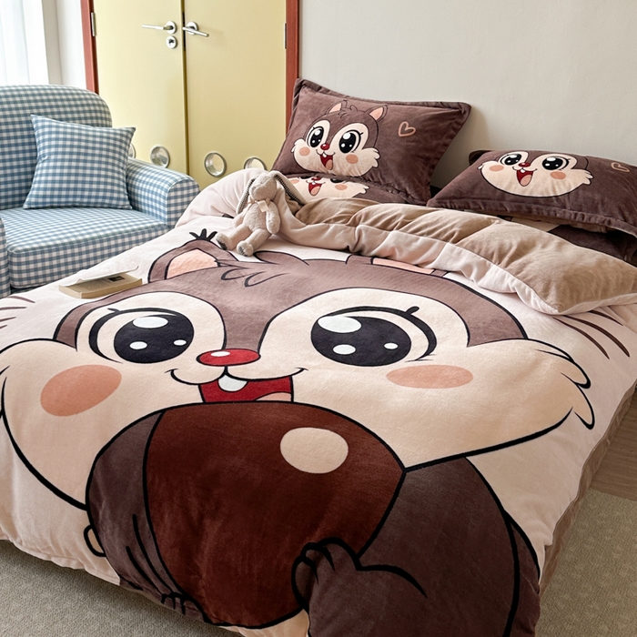 91家纺网 家纺一手货源 找家纺 （总）赛丽雅 2025年新款秋冬卡通大版牛奶绒四件套