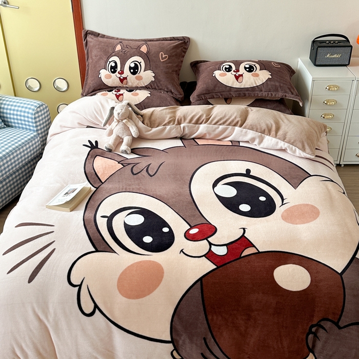 91家纺网 家纺一手货源 找家纺 （总）赛丽雅 2025年新款秋冬卡通大版牛奶绒四件套