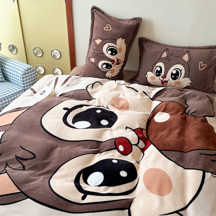 91家纺网 家纺一手货源 找家纺 （总）赛丽雅 2025年新款秋冬卡通大版牛奶绒四件套