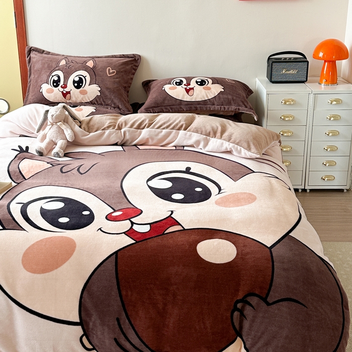 91家纺网 家纺一手货源 找家纺 （总）赛丽雅 2025年新款秋冬卡通大版牛奶绒四件套